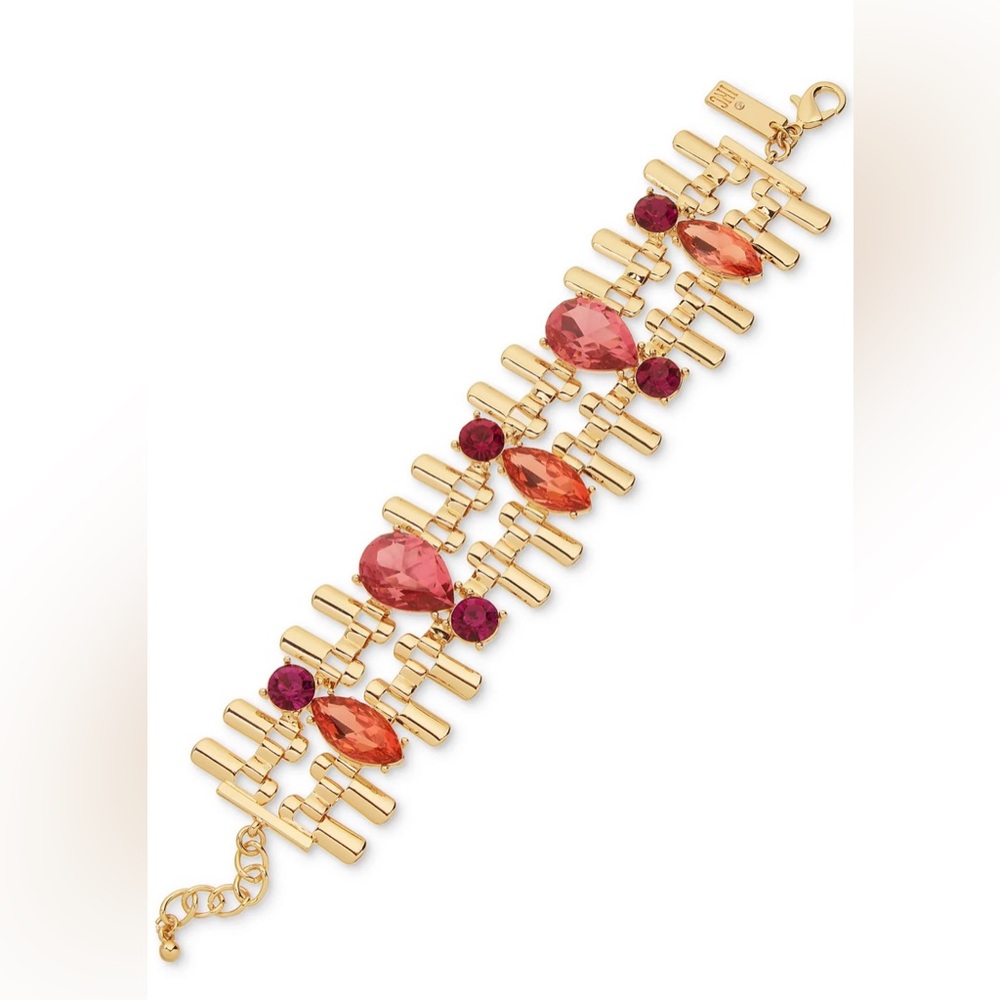 NWT I.N.C. International Concepts Gold-Tone Color Crystal & Stone Flex Bracelet